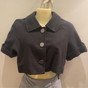 Express Jacket Womens Collared Short Sleeves Button Up Crop Jacket Size 6 Small